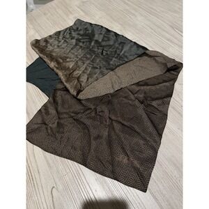 COACH 100% Silk Signature Long Scarf Soft, Brown and Green Ombre 56" Length EUC